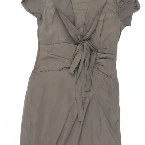 James Lakeland Womens Brown Knee Length Wrap Dress Size 14