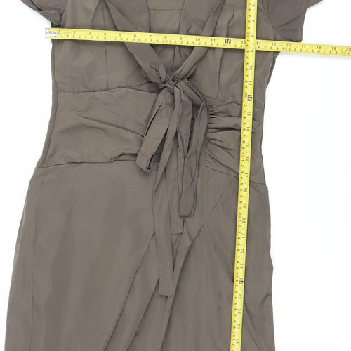 James Lakeland Womens Brown Knee Length Wrap Dress Size 14