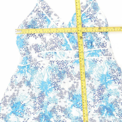 Editions Womens Blue Size 14 Cotton Floral Slip Dress Summer