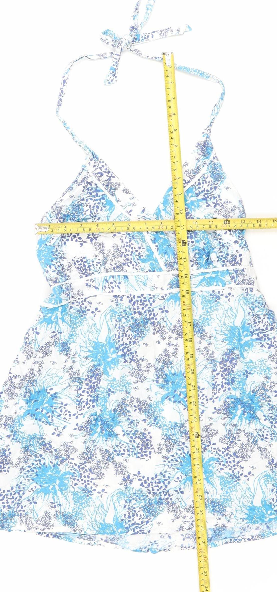 Editions Womens Blue Size 14 Cotton Floral Slip Dress Summer