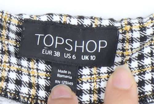 Topshop Womens Skirt UK 10 Multicoloured Tweed Check Button Mini