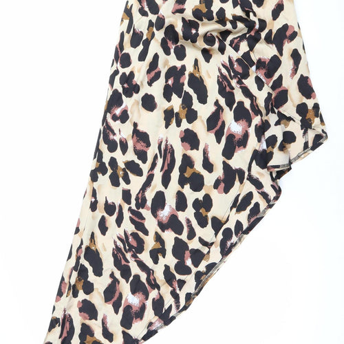 PrettyLittleThing Women’s Animal Print Midi Asymmetric Skirt Size 8