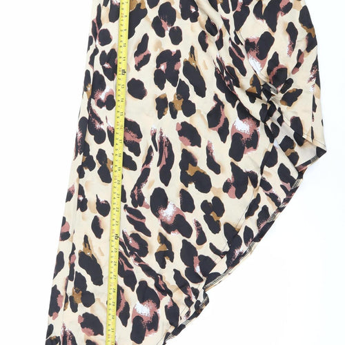 PrettyLittleThing Women’s Animal Print Midi Asymmetric Skirt Size 8
