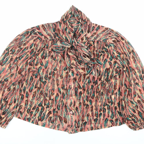 Topshop Womens Multicoloured Animal Print Bow Blouse Size 8