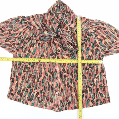 Topshop Womens Multicoloured Animal Print Bow Blouse Size 8