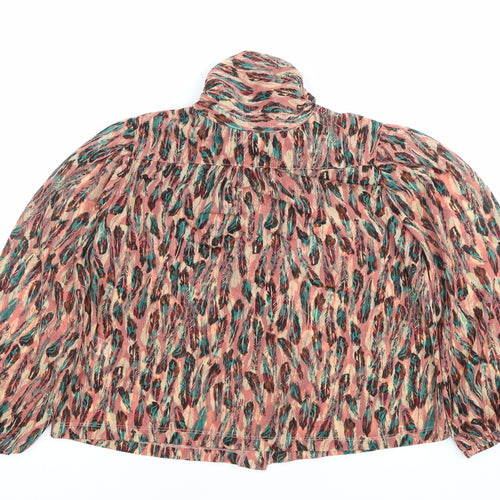 Topshop Womens Multicoloured Animal Print Bow Blouse Size 8