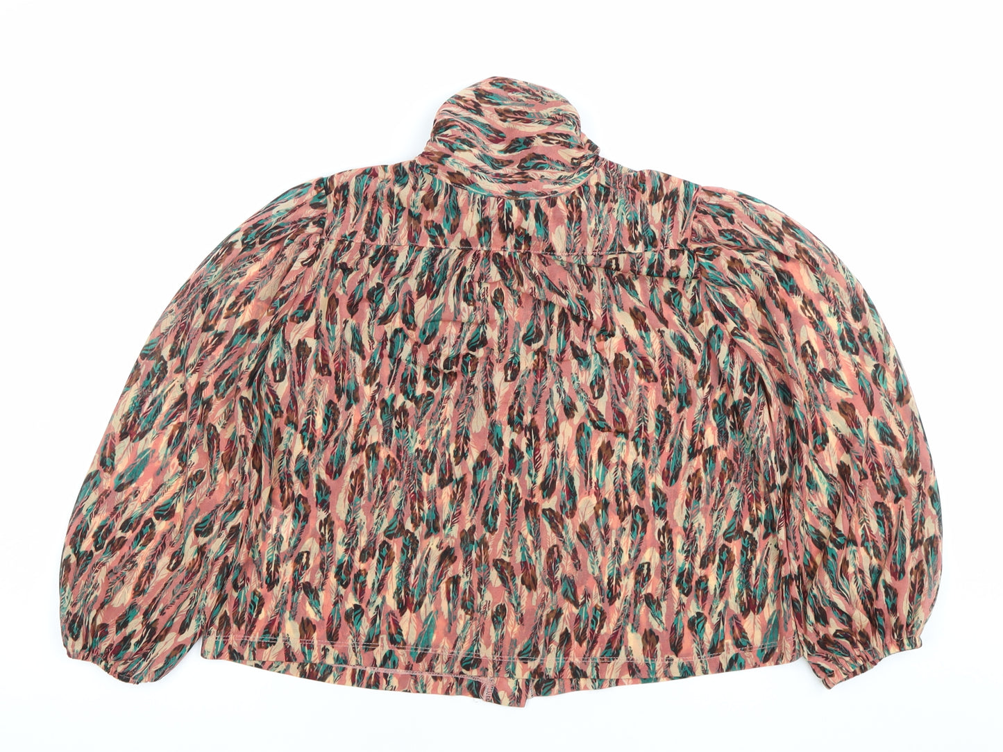 Topshop Womens Multicoloured Animal Print Bow Blouse Size 8