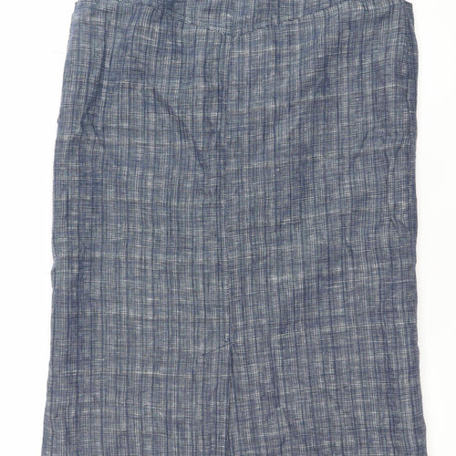 Viyella Womens Blue Linen Midi Straight Skirt Size 10