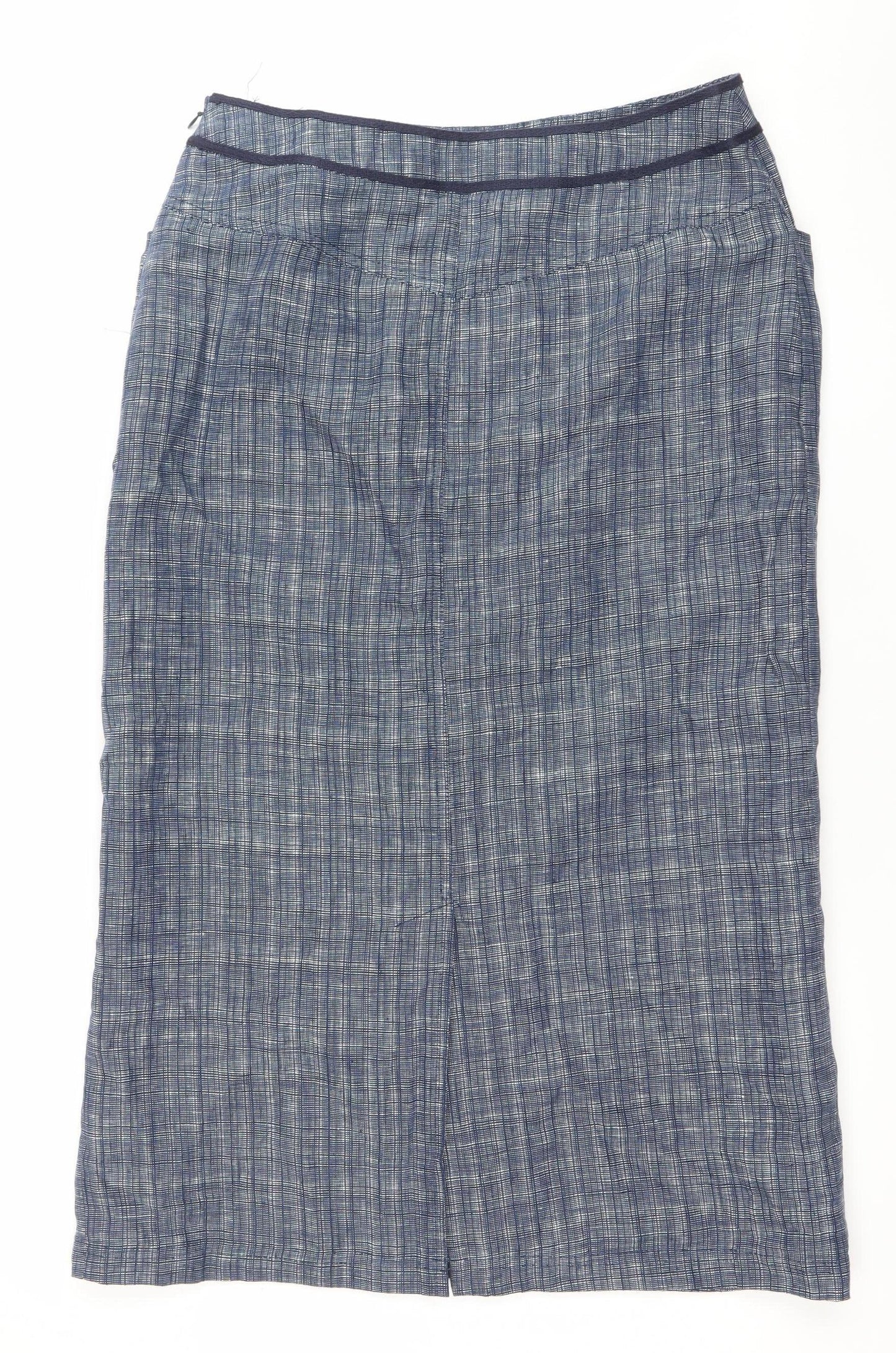 Viyella Womens Blue Linen Midi Straight Skirt Size 10