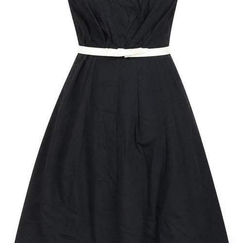 Oasis Womens Black Strapless A-Line Dress Size 12 Belted Cocktail