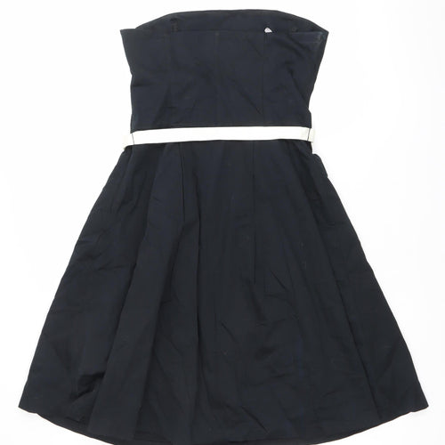 Oasis Womens Black Strapless A-Line Dress Size 12 Belted Cocktail