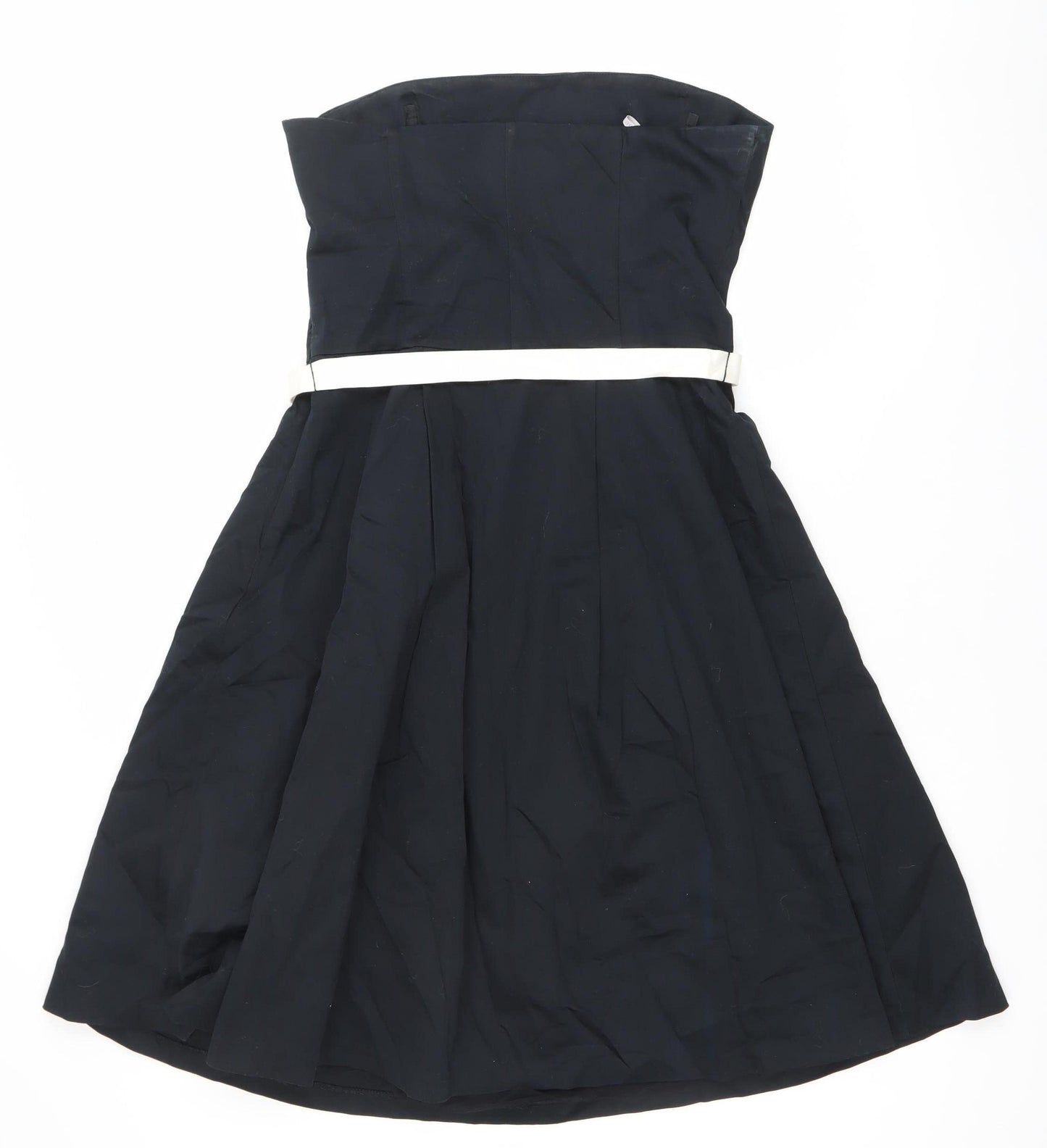 Oasis Womens Black Strapless A-Line Dress Size 12 Belted Cocktail