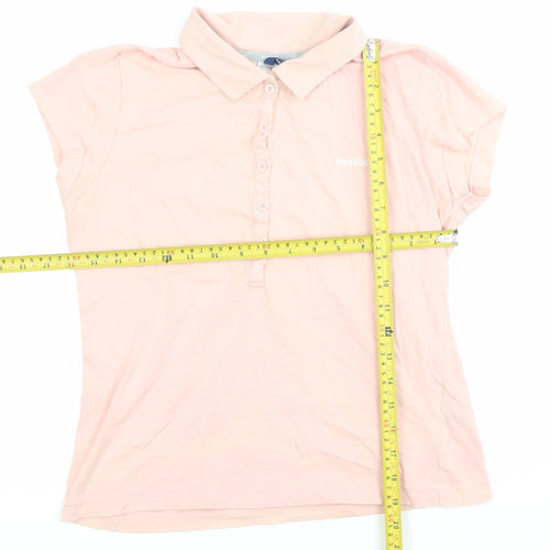 Reebok Women's Pink Polo Shirt Size 10 Short Sleeve Cotton