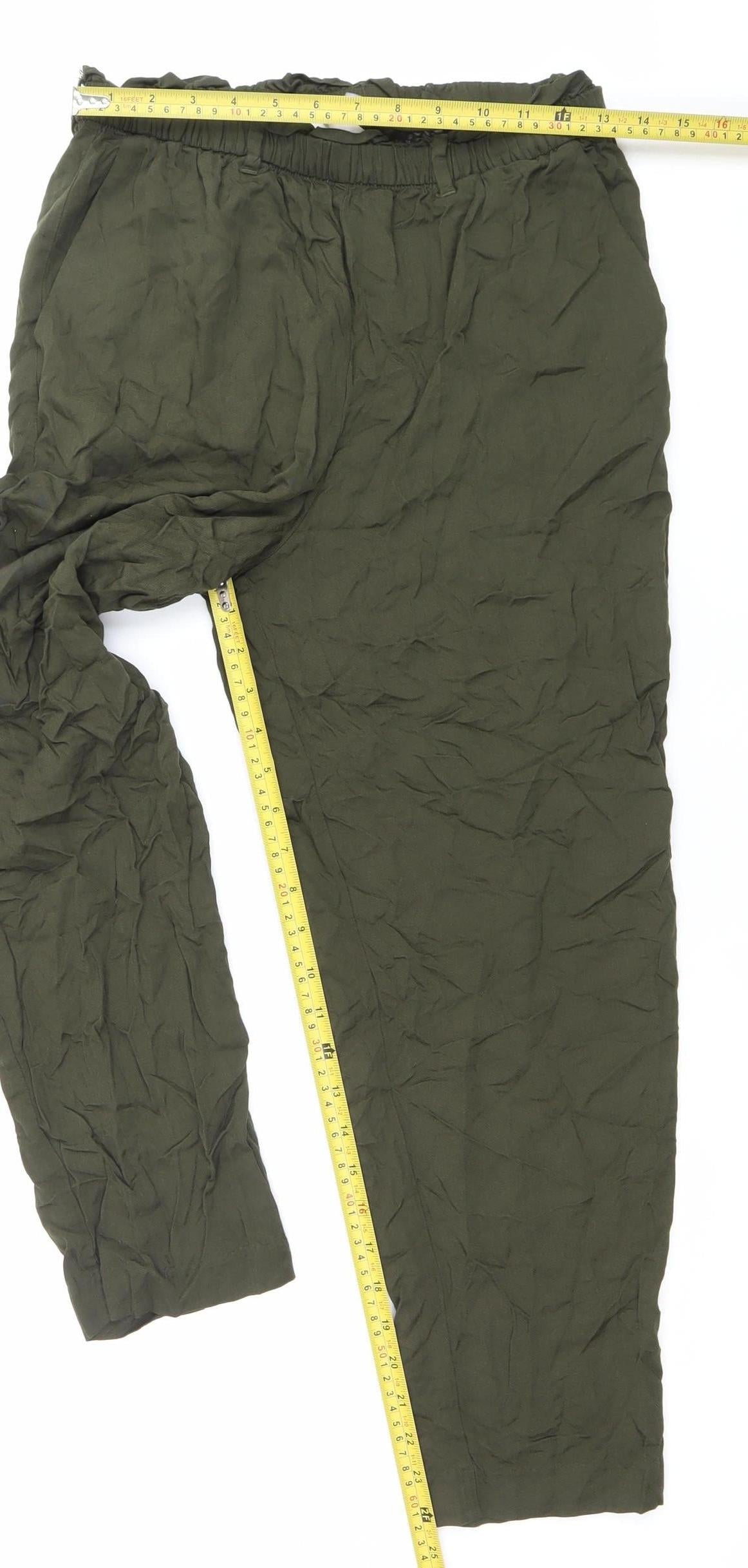 H&M Women’s Green Viscose Jogger Trousers Size 10 Relaxed Fit