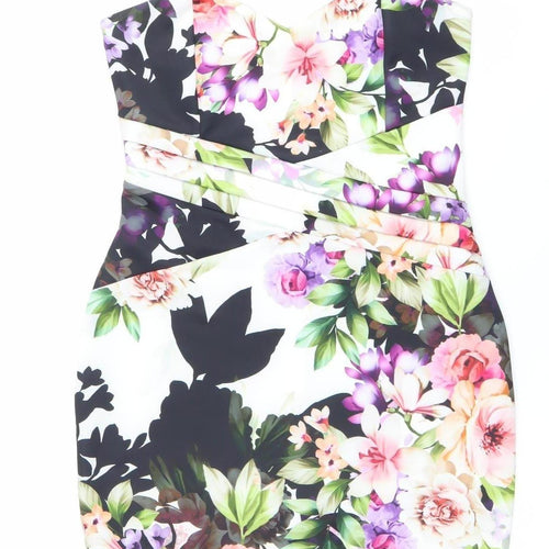 Lipsy London Women's Multicoloured Floral Bodycon Dress Size 12