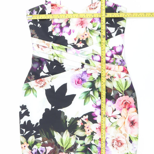 Lipsy London Women's Multicoloured Floral Bodycon Dress Size 12