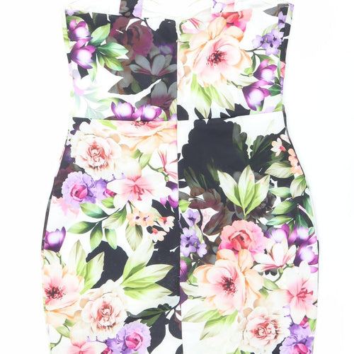 Lipsy London Women's Multicoloured Floral Bodycon Dress Size 12
