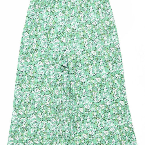 ASOS Women’s Green Floral Wide-Leg Trousers Size 12 Polyester
