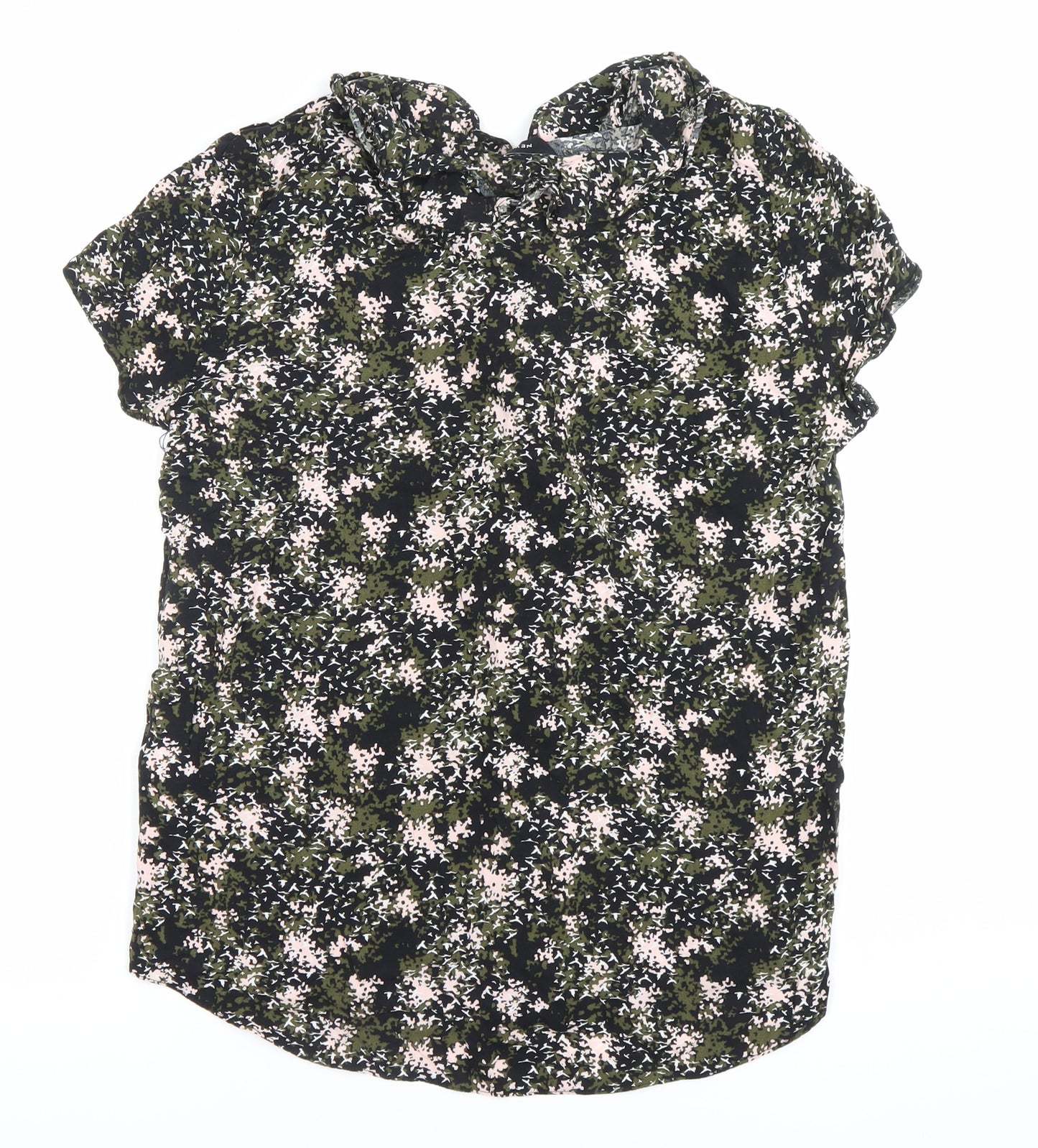 New Look Womens Multicoloured Floral Ruffle Tie Blouse Size 12