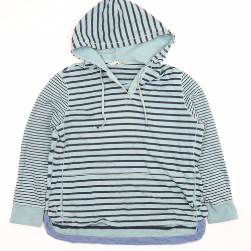 White Stuff Womens Blue Striped Cotton Hoodie UK 16