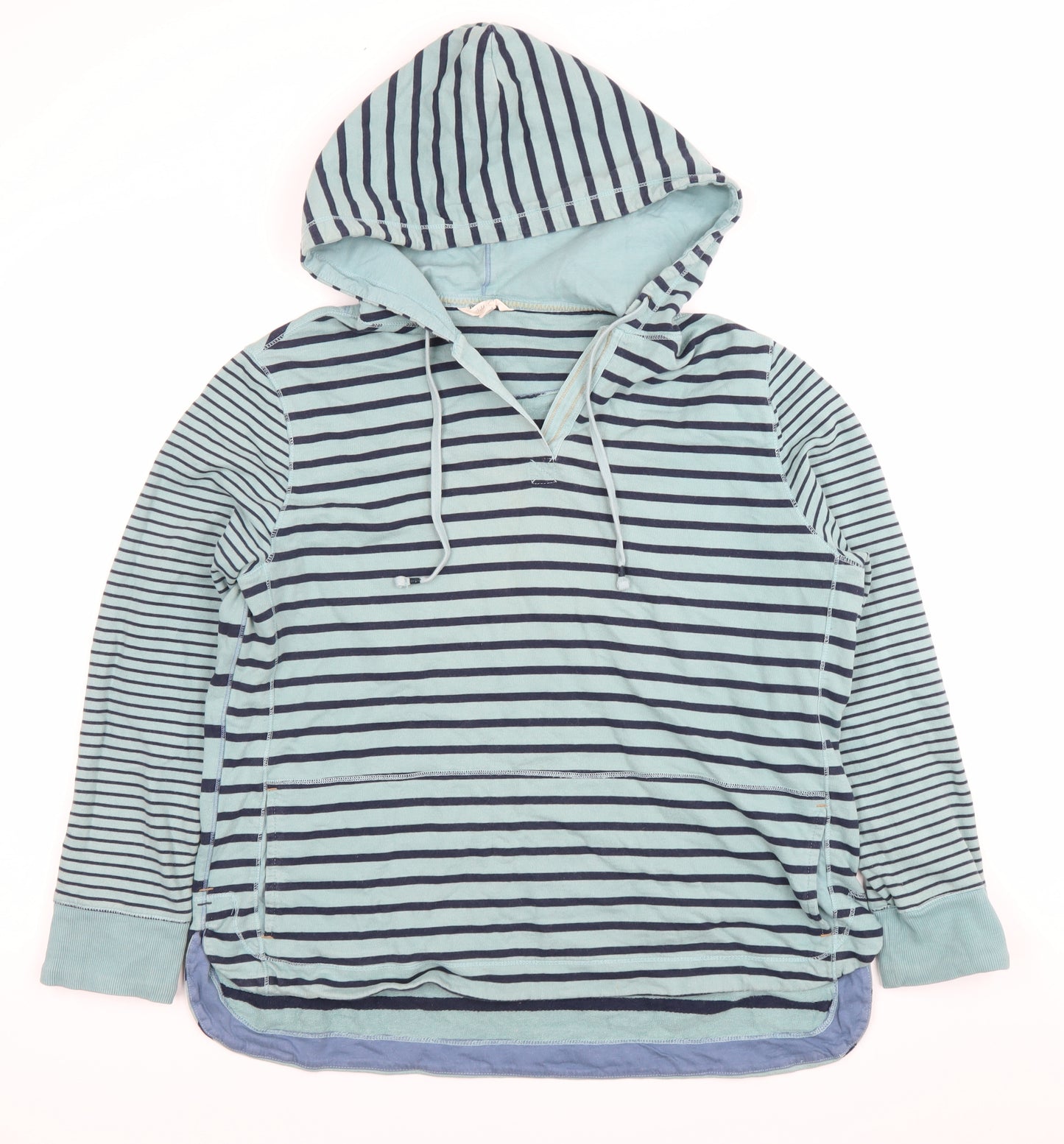 White Stuff Womens Blue Striped Cotton Hoodie UK 16