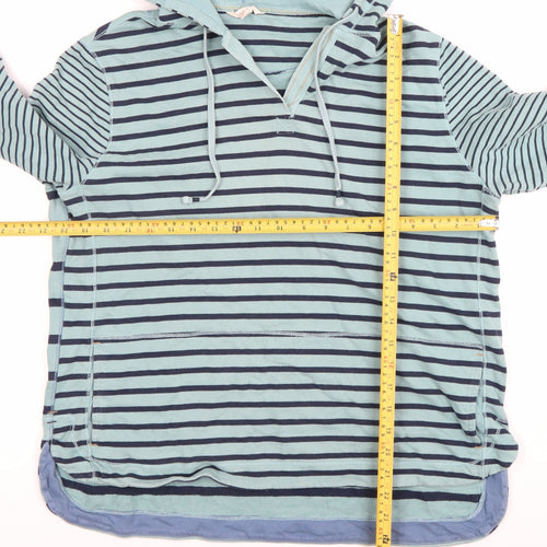 White Stuff Womens Blue Striped Cotton Hoodie UK 16