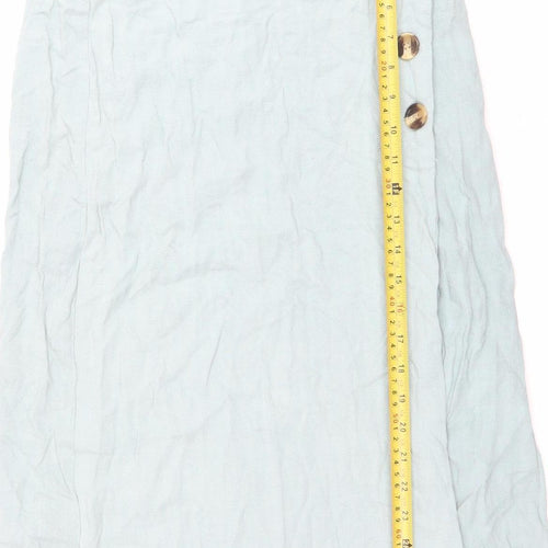 New Look Women Blue Linen Blend Knee Length Skirt UK 8