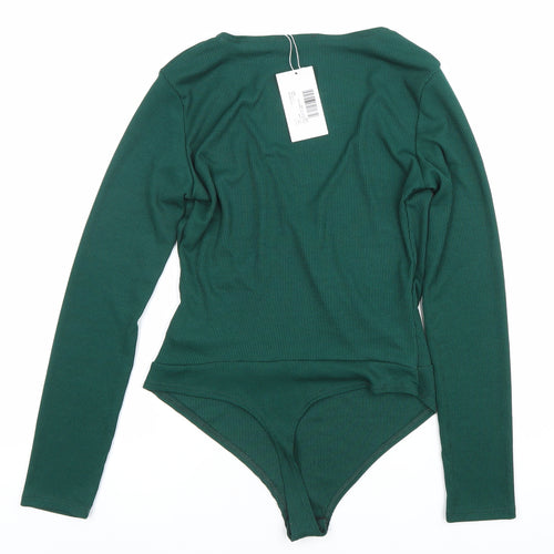 Flounce Womens Green Size 6 Slim Fit Long Sleeve V-Neck Bodysuit