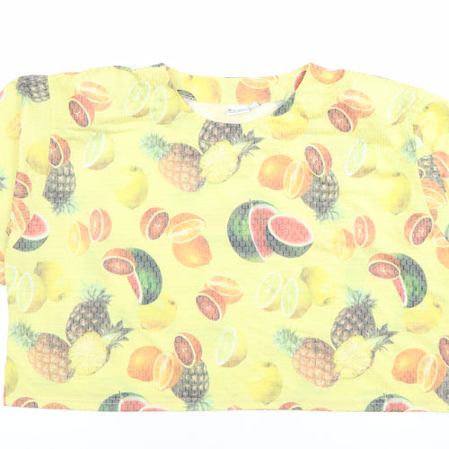 Hiro Saku Womens Yellow Fruit Print Cropped T-Shirt Size 14