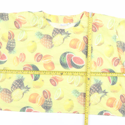 Hiro Saku Womens Yellow Fruit Print Cropped T-Shirt Size 14