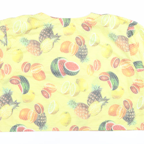 Hiro Saku Womens Yellow Fruit Print Cropped T-Shirt Size 14