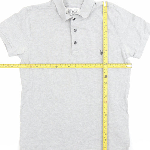 AllSaints Men’s Grey Polo T-Shirt Size Small Slim Fit Cotton