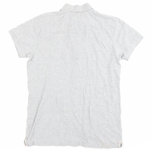 AllSaints Men’s Grey Polo T-Shirt Size Small Slim Fit Cotton