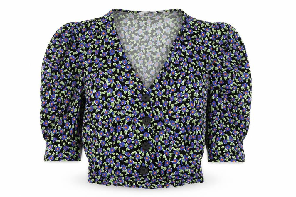 Michelle Keegan Womens Multicoloured Floral Blouse Size 8 Puff Sleeve