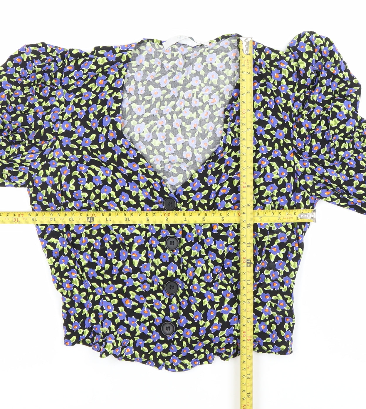 Michelle Keegan Womens Multicoloured Floral Blouse Size 8 Puff Sleeve
