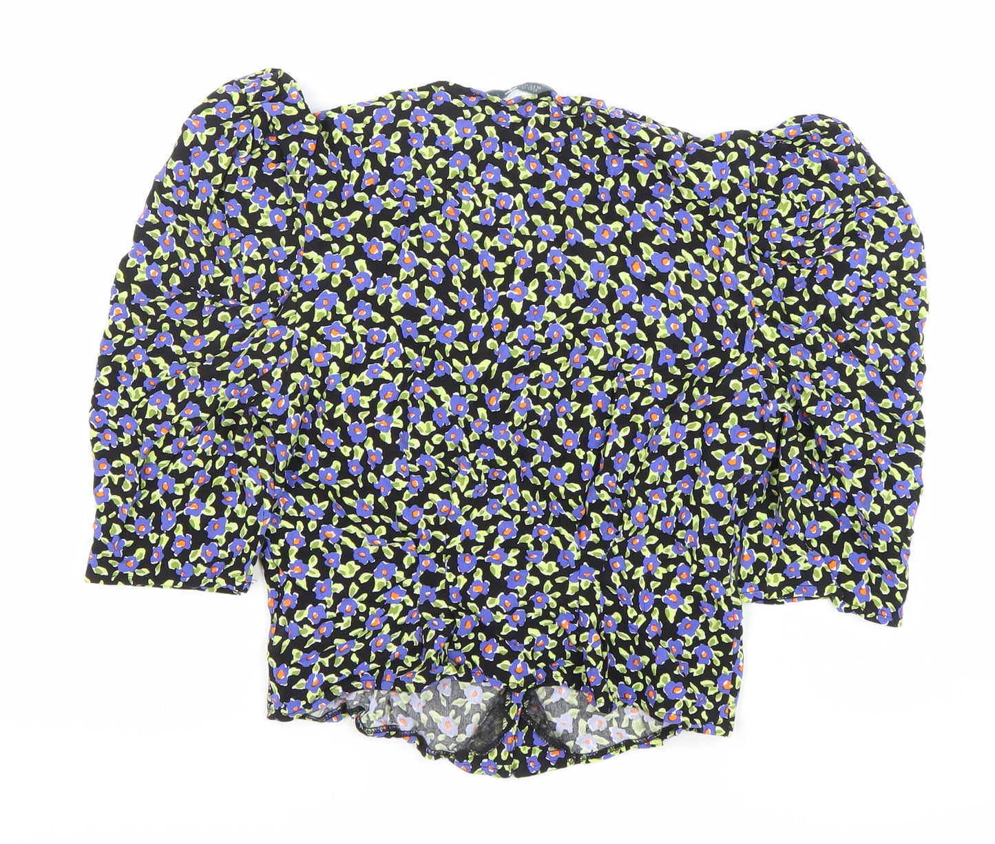 Michelle Keegan Womens Multicoloured Floral Blouse Size 8 Puff Sleeve