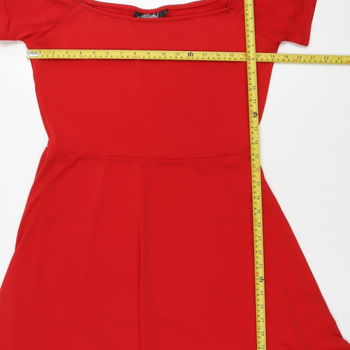 Model Women’s Red A-Line Off Shoulder Dress XL Short Sleeve Party