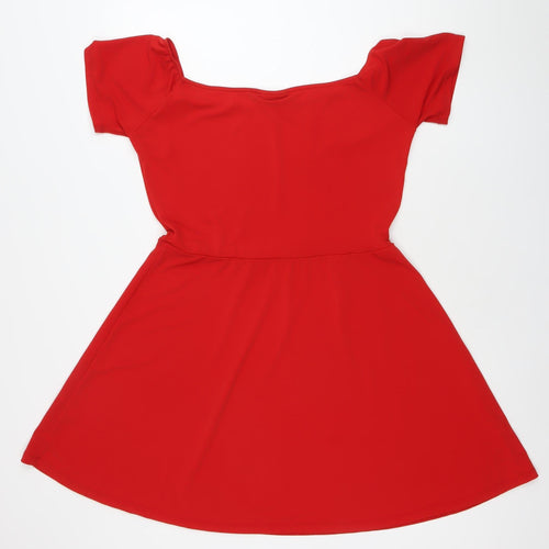 Model Women’s Red A-Line Off Shoulder Dress XL Short Sleeve Party