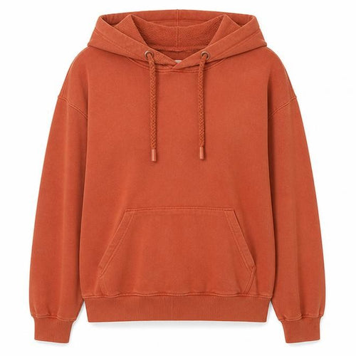 Mango Unisex Orange Pullover Hoodie M Embroidered Logo Casual