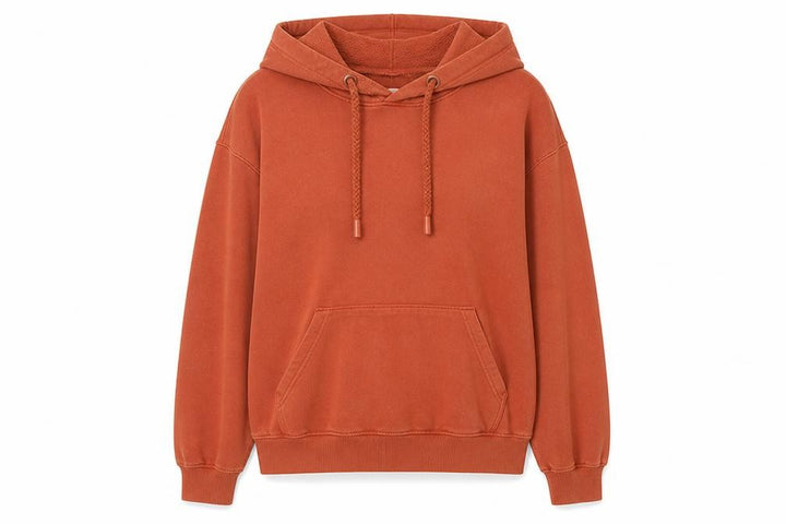 Mango Unisex Orange Pullover Hoodie M Embroidered Logo Casual
