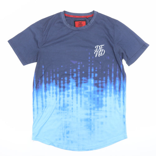 SikSilk Men’s Blue Graphic Ombre Slim Fit T-Shirt Size L