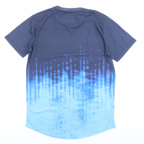 SikSilk Men’s Blue Graphic Ombre Slim Fit T-Shirt Size L