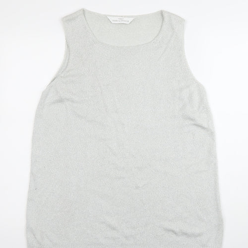 Marks and Spencer Women’s Silver Knit Tank Top Size 18 Sleeveless Scoop Neck