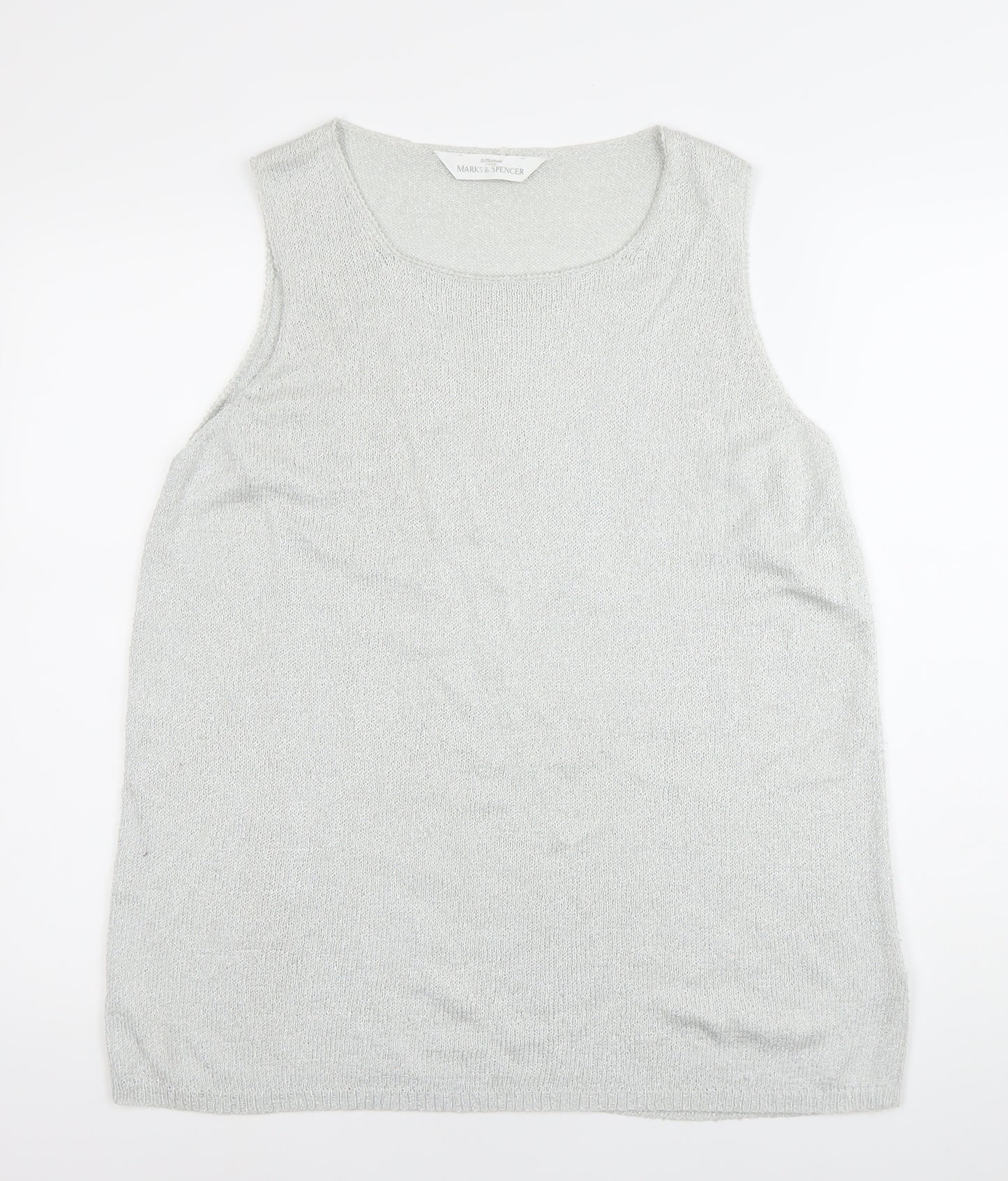 Marks and Spencer Women’s Silver Knit Tank Top Size 18 Sleeveless Scoop Neck