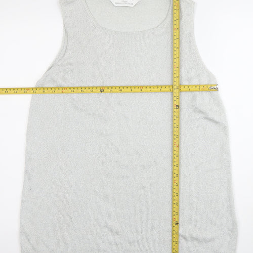 Marks and Spencer Women’s Silver Knit Tank Top Size 18 Sleeveless Scoop Neck