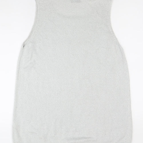 Marks and Spencer Women’s Silver Knit Tank Top Size 18 Sleeveless Scoop Neck