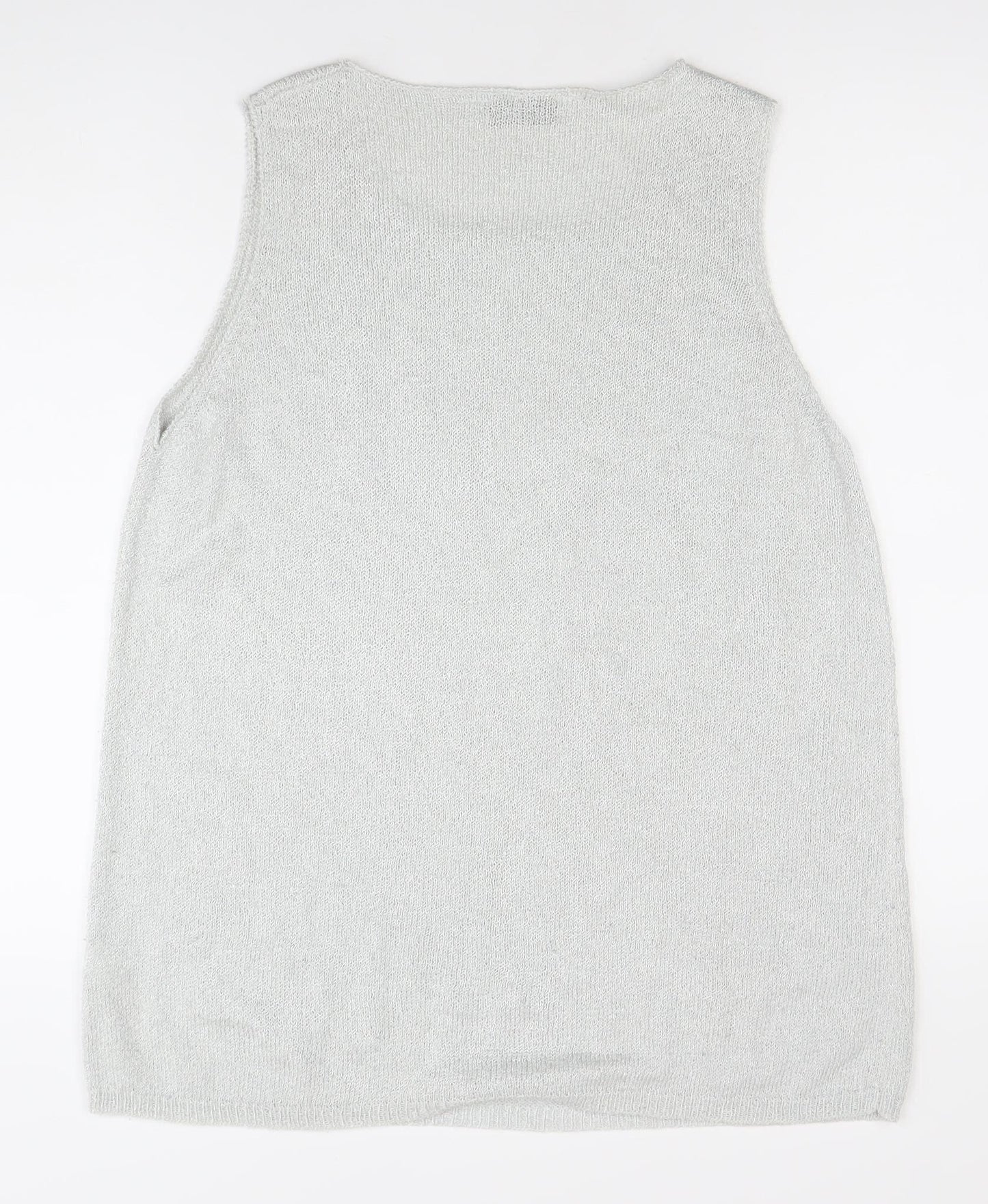 Marks and Spencer Women’s Silver Knit Tank Top Size 18 Sleeveless Scoop Neck