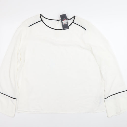 Marks and Spencer Womens White Blouse Size 20 Long Sleeve Workwear