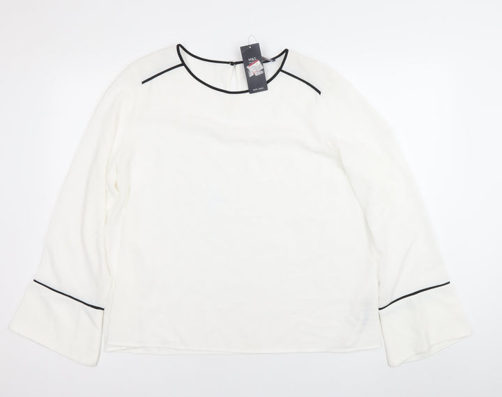 Marks and Spencer Womens White Blouse Size 20 Long Sleeve Workwear