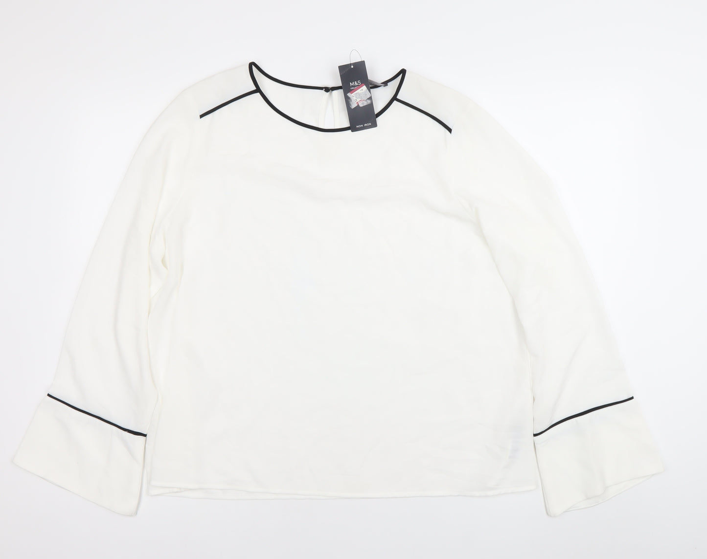 Marks and Spencer Womens White Blouse Size 20 Long Sleeve Workwear